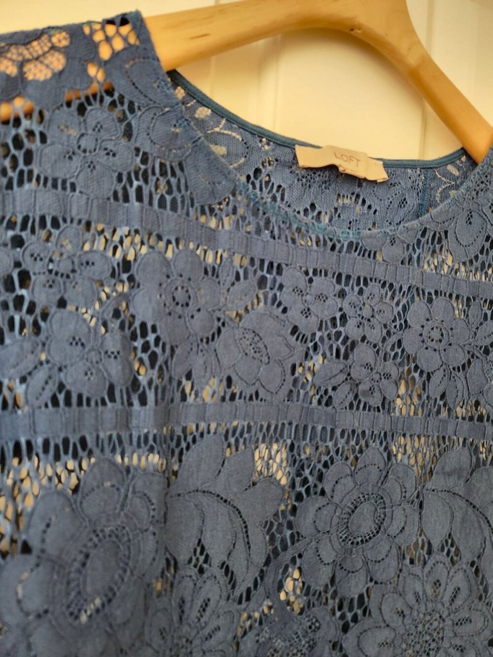 Whimsical Floral Lace Top Navy Blue Summer Fairy Beachy Boho Garden Girl Cute - Picture 4 of 8